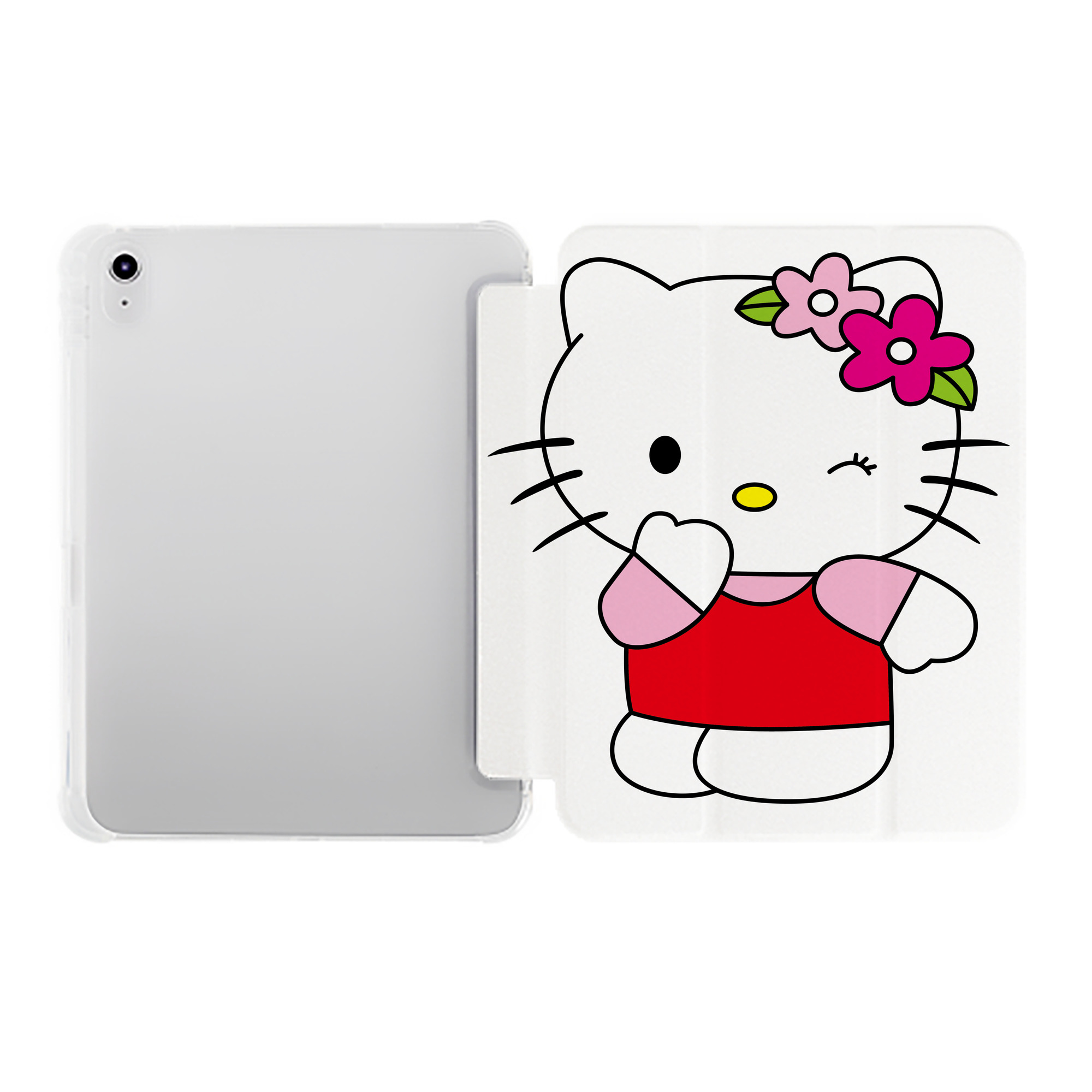 （画像用） Hello Kitty ハローキティ IPad ケース ペン収納付き 三つ折りスタンド PUレザー×シリコン 対応機種9.5/10.5/10.9インチ